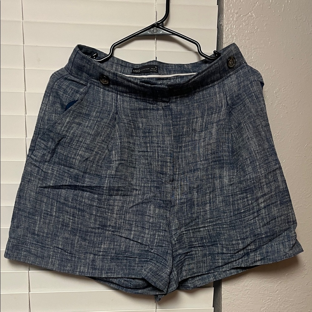 Marks & Spencer High Waist Blue Women's Shorts